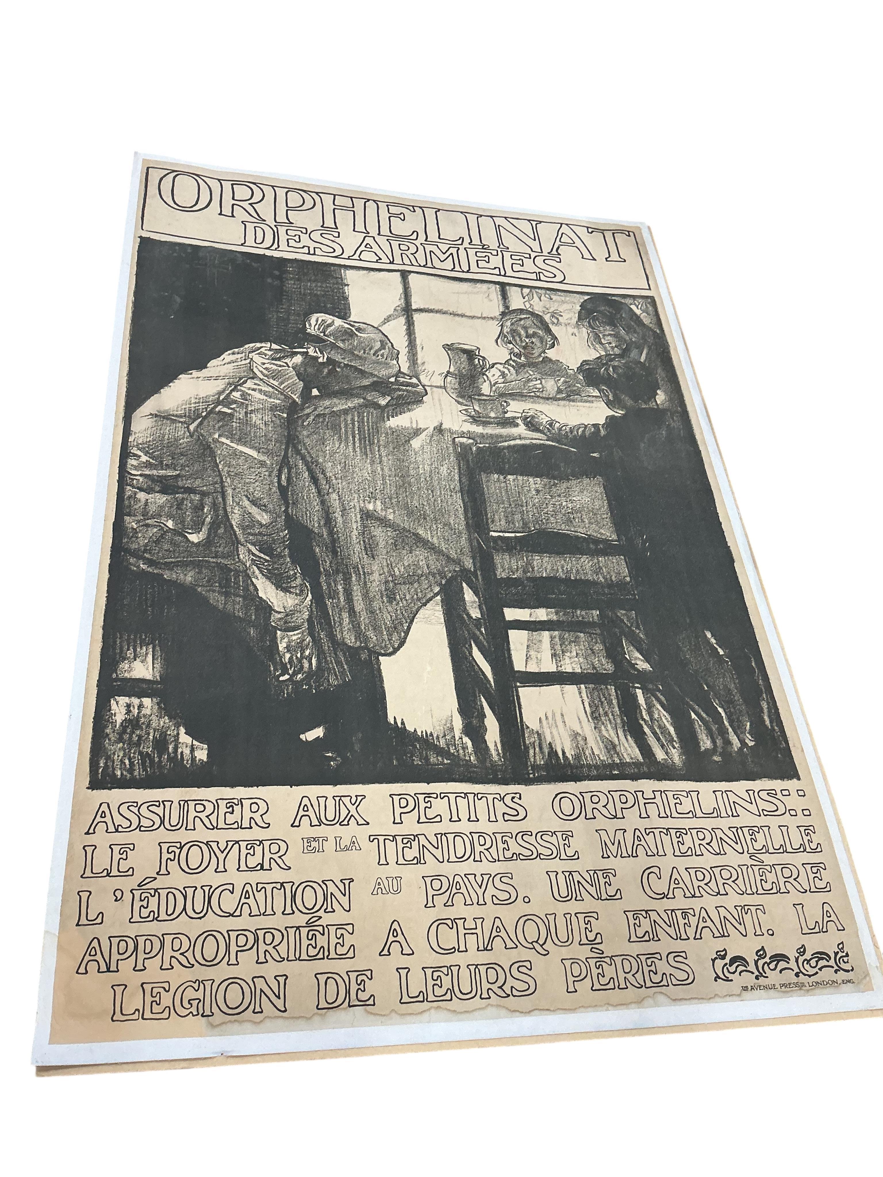 After Frank Brangwyn RA RWS RBA (1867-1956), ‘Orphelinat Des Armees’, (Army Orphanage), mounted on light-weight linen. Printed in London by The Avenue Press LTD. 
